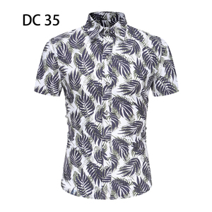 1508-DC35-P20夏装新款港风印花短袖衬衫免烫沙滩衬衣潮修身上衣图片