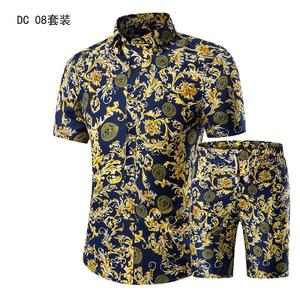 1508-DC08套装-P40沙滩服男套装夏威夷衬衫短袖休闲宽松三亚旅游图片