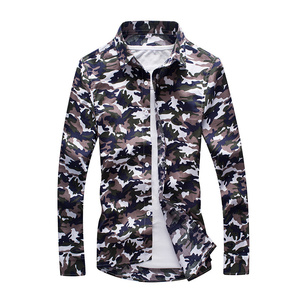 1508-C07-P18男装免烫衬衣修身印花衬衫潮流碎花长袖衬衫男大码，男装衬衫，星座1508-1