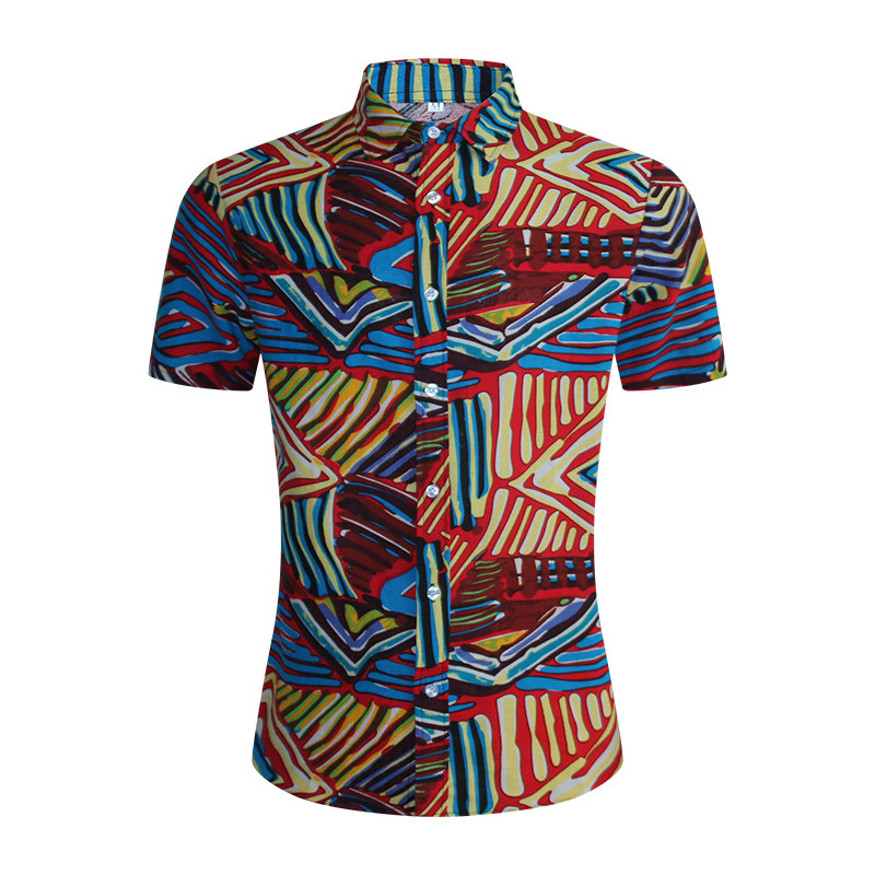 1508-CS01-P20外贸欧美跨境现货亚麻短袖衬衣夏威夷沙滩花衬衫潮，男装T恤，星座1508-1