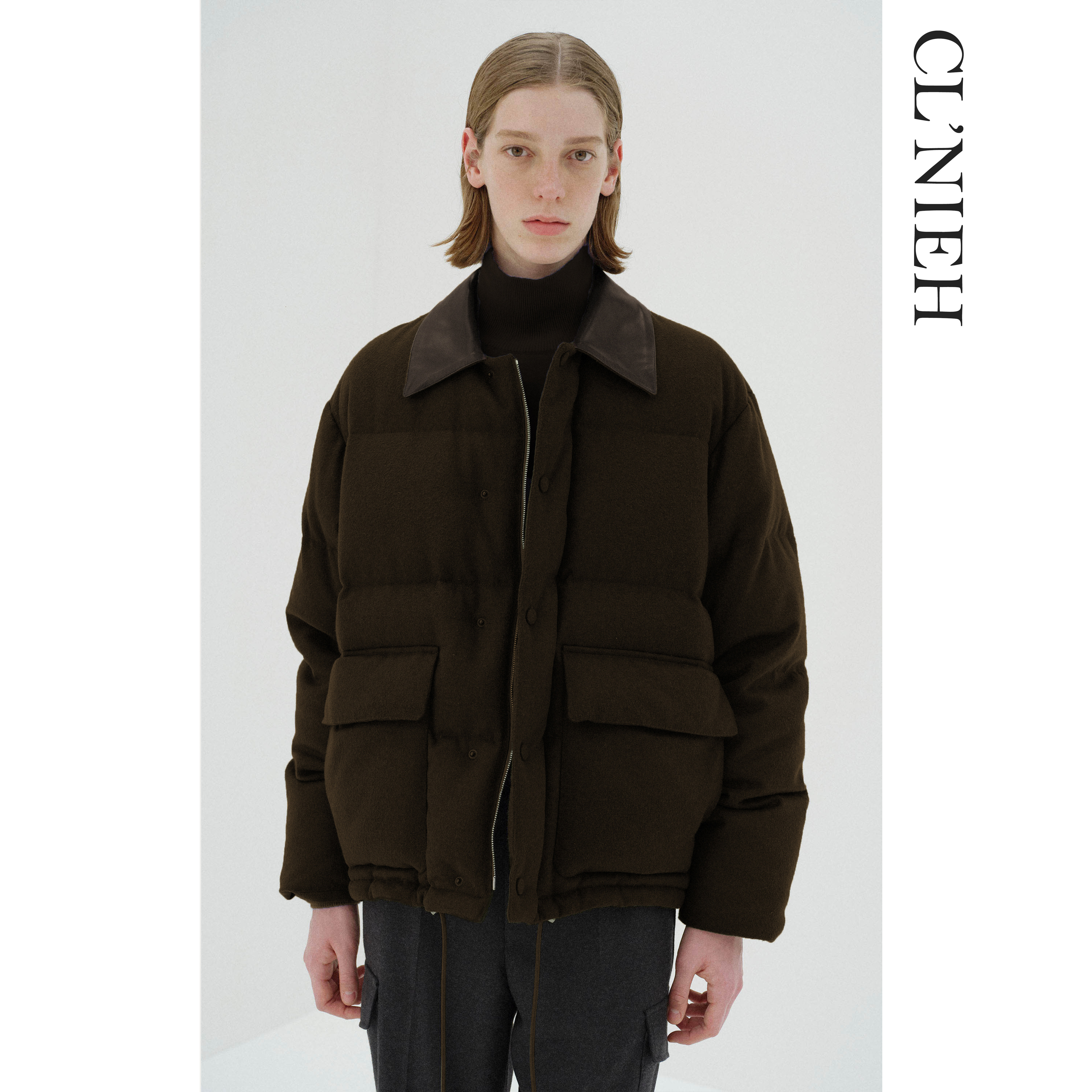 CLNIEH| 静奢风意大利MTR进口羊绒混纺面料真皮领95白鹅羽绒服