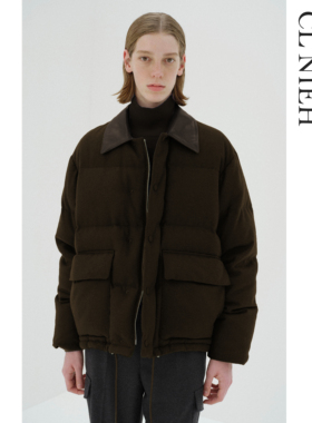 CLNIEH| 静奢风意大利MTR进口羊绒混纺面料真皮领95白鹅羽绒服