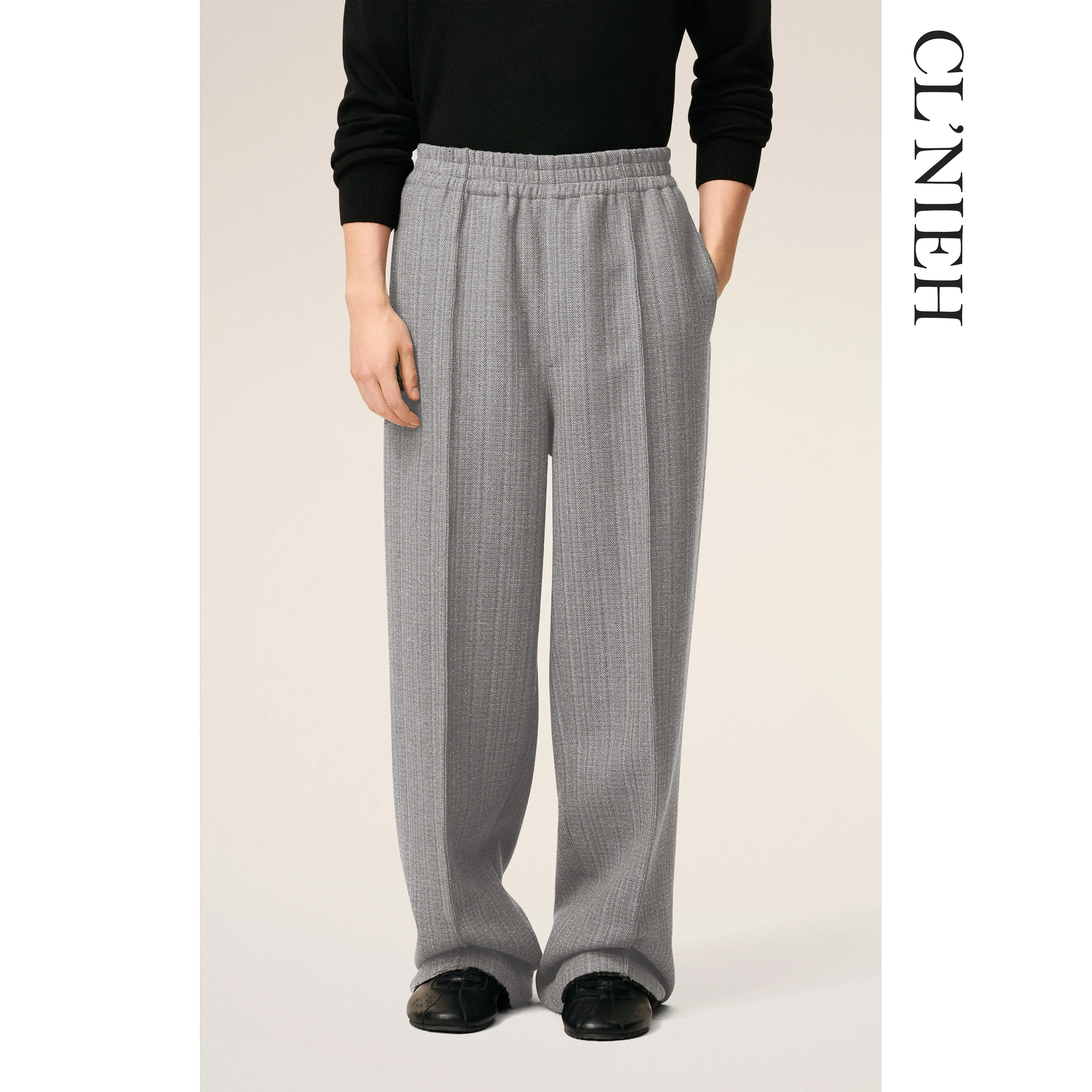 CL'NIEH 静奢风AM风 意大利进口面料 宾霸里布立裁宽松流苏休闲裤