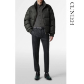 CLNIEH 新国标90白鹅绒人字全绵羊毛真皮饰边廓型强御寒羽绒服