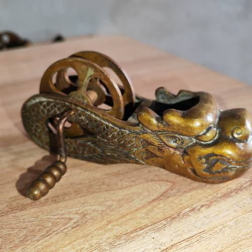 民国纯铜黄铜老款龙墨斗