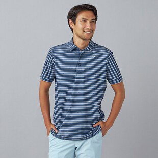 日本26春夏款美津浓男士高尔夫服装简约条纹印花经典时尚修身短袖