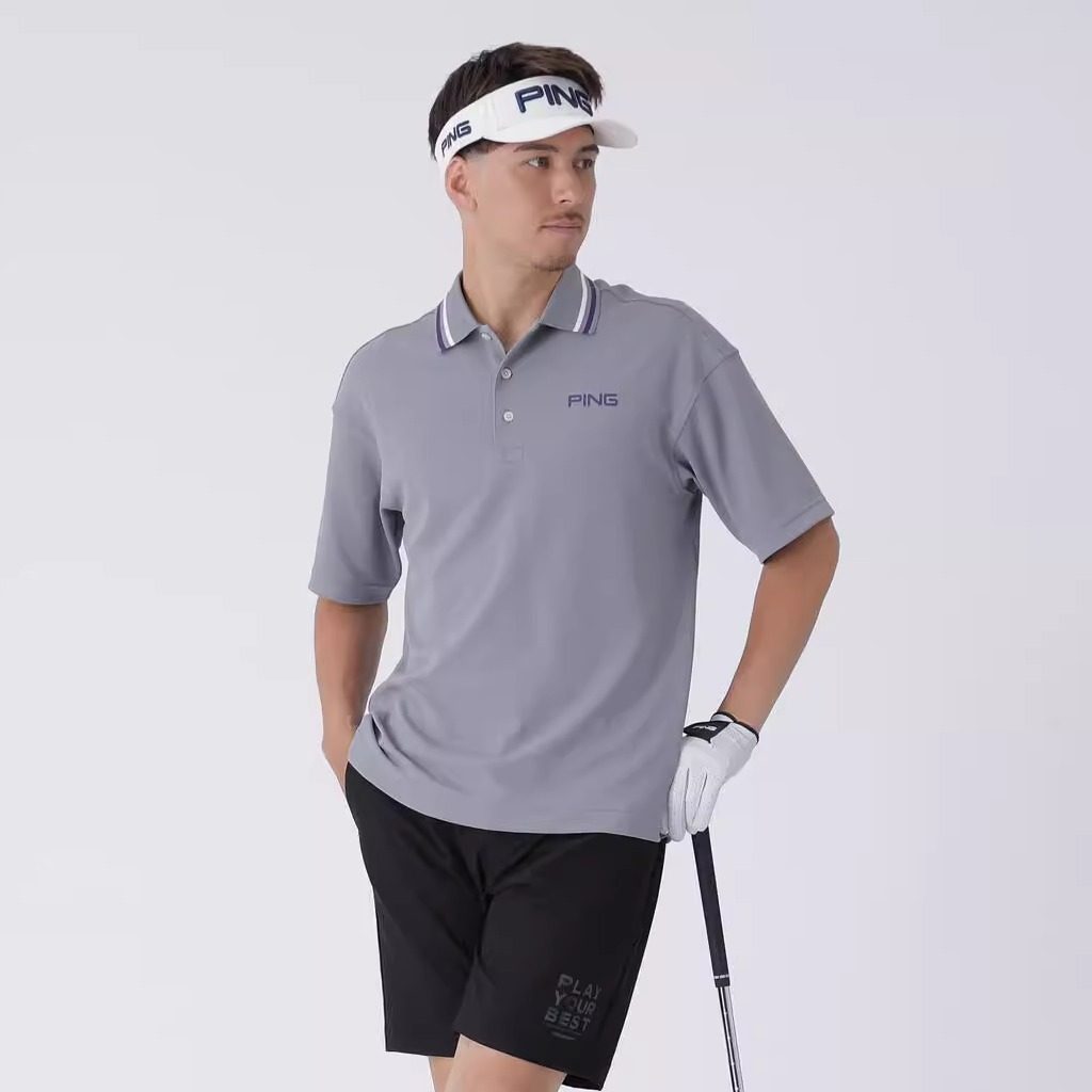 日本25年春夏款PING golf男士高尔夫服装吸汗速干时尚短袖Polo衫