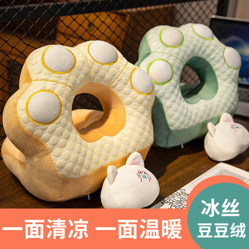 猫爪午睡枕午休神器冰丝抱枕学生