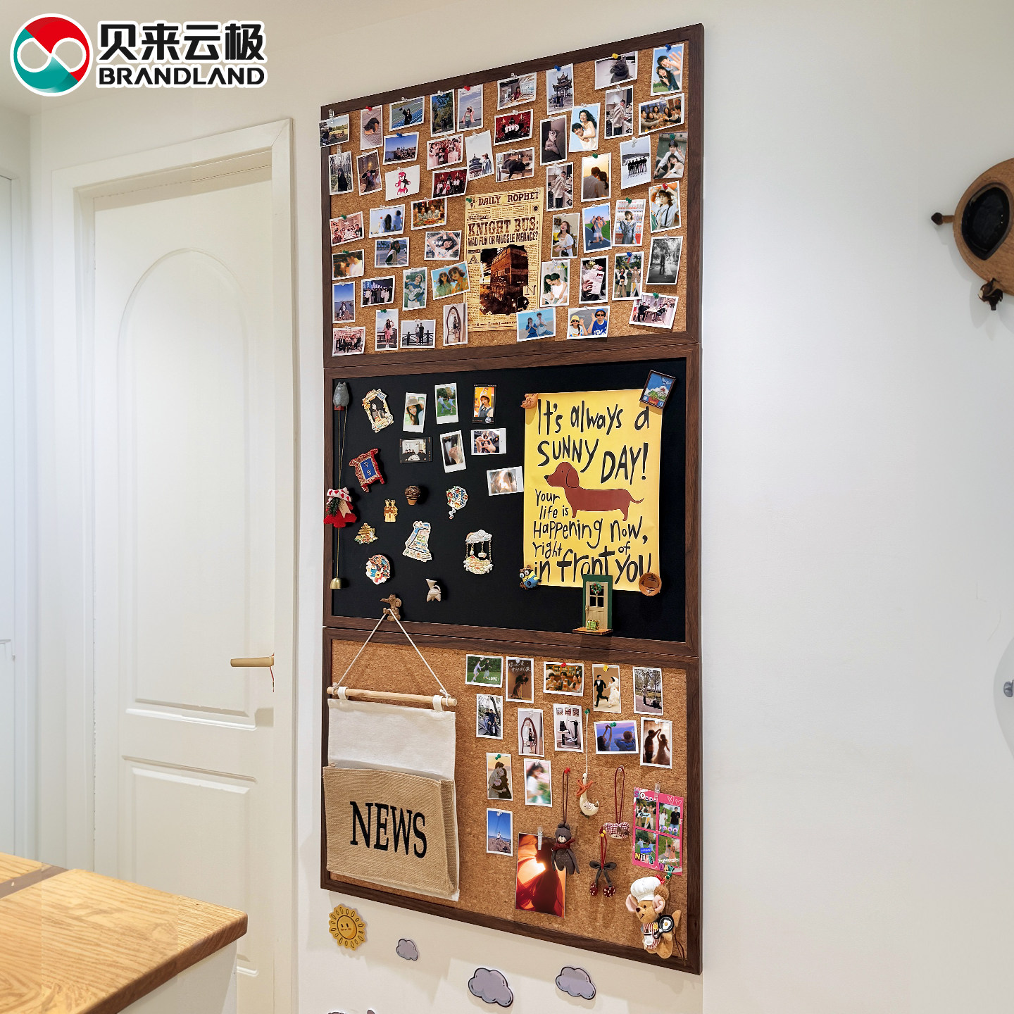 brandland/贝来云极博主同款装饰黑板软木板组合照片墙客厅展示墙