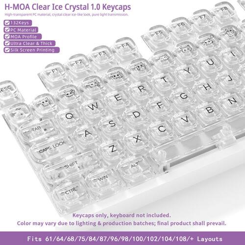 【H-MOA透明键帽系列1.0】机械键盘132键透明键帽PC小全套