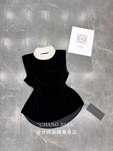 设计师品牌正品 采桑子桑蚕丝半高领无袖背心真丝丝绒百搭上衣女