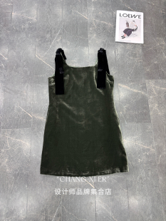 设计师品牌正品 采桑子桑蚕丝可拆卸蝴蝶结真丝丝绒吊带连衣裙女