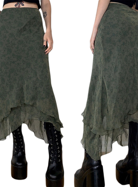 速发Pld Skirt Ro Y2k Wetro Strg thSkirts Double Ler s