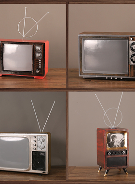 速发铁艺黑白电视机品型摆件酒吧餐厅装饰模复代怀旧老物件年古感