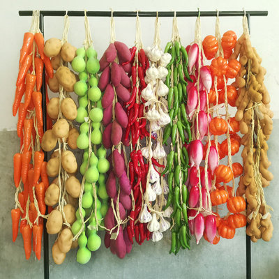 速发蔬菜挂串农饰乐饭店火锅店墙面装家假辣椒玉米农作物模型道具