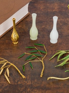 速发一心柳 佛像小配件用斋枝玉净瓶合金小法器模型摆件杨品仿玉