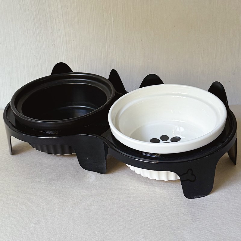 速发猫碗体瓷大猫食盆食碗斜口碗护颈喝水喂双一陶防打翻猫咪用品