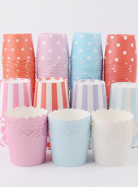 速发纯白色纯粉纯蓝机制耐杯白条马芬杯蛋糕纸托纸高温膜油淋防纸