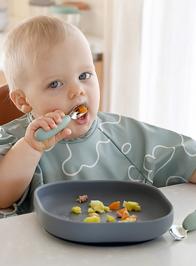 法国beaba辅食勺婴儿勺子宝宝学吃训练勺不锈钢叉勺儿童餐具套装