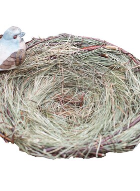 速发 草编花窝鸟巢燕窝鸟器户外园拍花园装饰艺摄道具手工