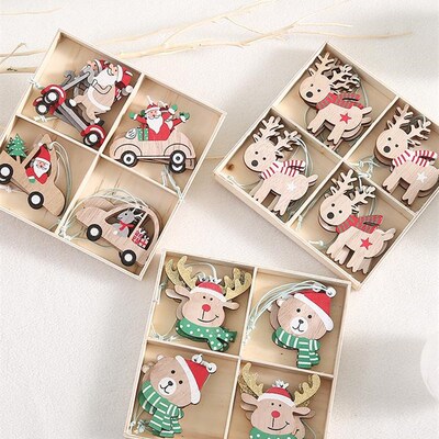 速发圣诞节装饰小品圣诞树人景布置挂饰圣诞老人麋鹿吊饰创意雪场