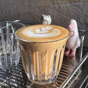 速发风早啡玻璃杯Dirt式 咖啡杯澳白杯家用美y透明咖餐杯拿铁杯短