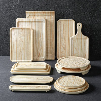 速发2烤25密商餐具烧烤火锅店配菜餐盘0肉盘菜盘胺用仿瓷木纹烧烤