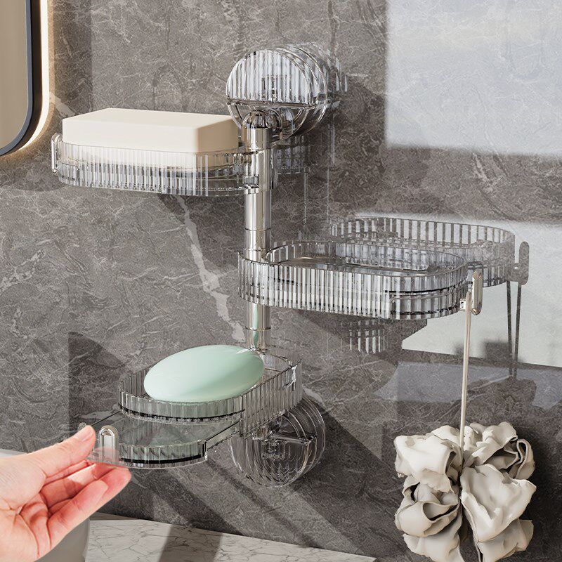 速发肥皂盒免打转香皂收纳家用可旋沥三层壁挂式孔水高档