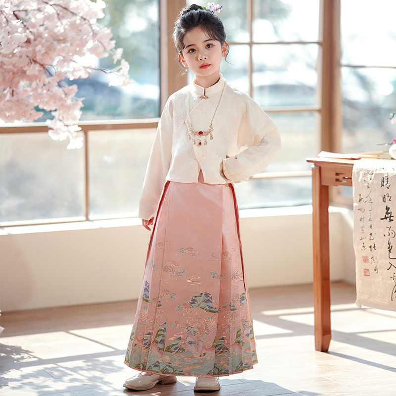 速发季金马面中2025新款套装童粉色紫色夏装裙国风改良夏织汉服春