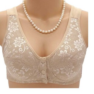 速发中老大妈妈内衣文胸棉质胸罩聚拢背心式无钢圈夏码前扣年季薄