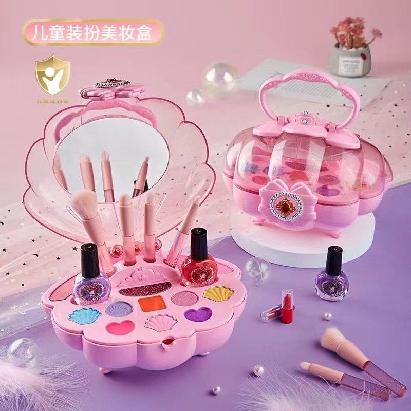 速发跨境妆童化儿品化装孩玩具过家家蛋糕公主彩妆盒套妆手提箱无
