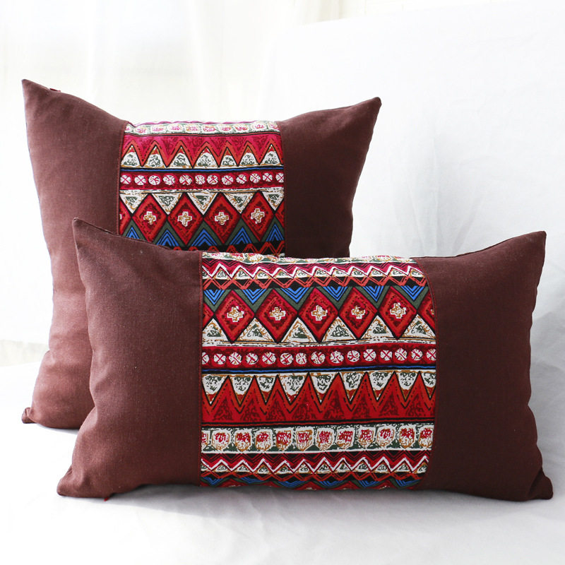 复古泰式棉麻抱枕套东南亚民族风沙发靠垫民宿酒店床头靠枕大靠背