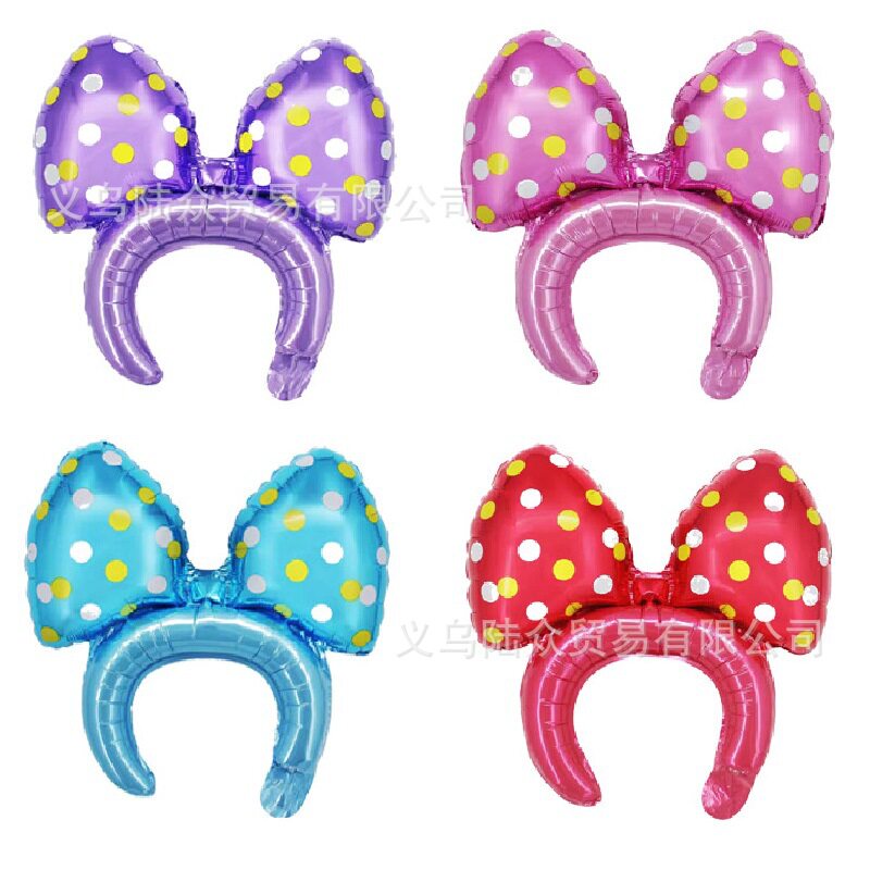 大号蝴蝶结头饰发箍气球儿童蝴蝶结米老鼠发饰地推摆地摊玩具气球