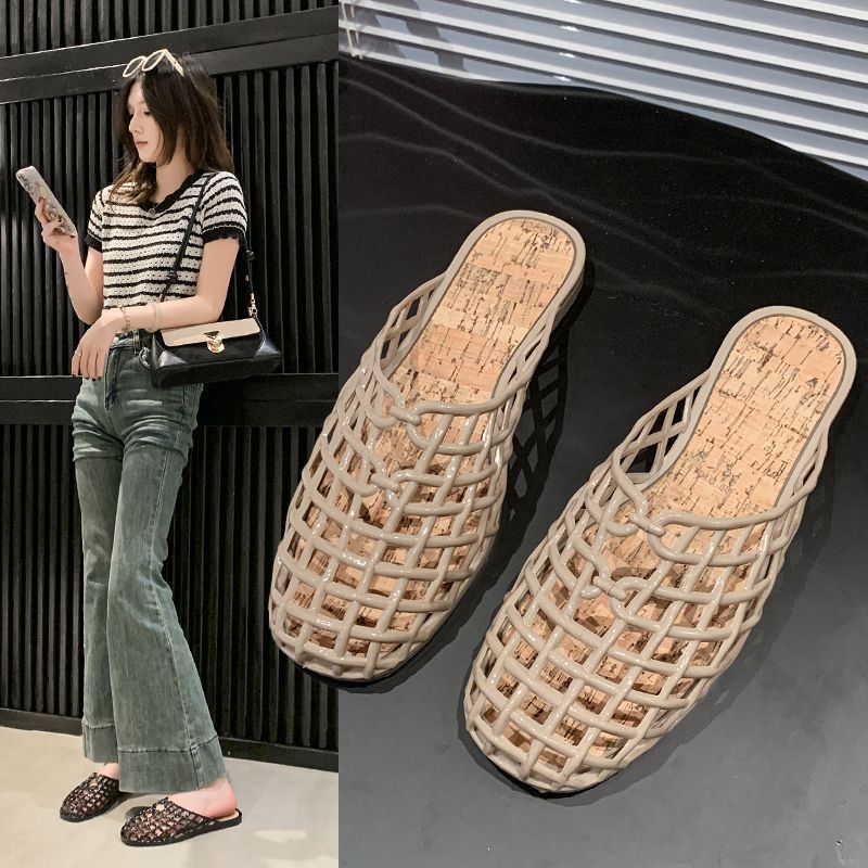 大码女鞋41到43宽胖脚鞋子夏季2025新款凉鞋女外穿平底包头半拖鞋