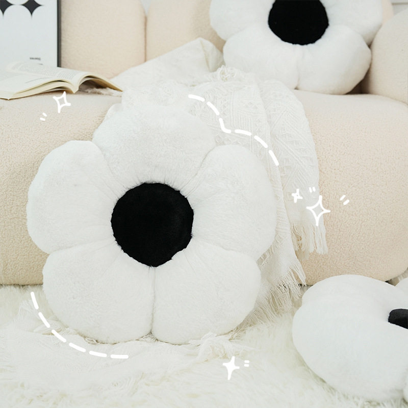 黑白沙发花朵抱枕网红靠垫形状小雏菊沙发床上地上飘窗装饰女枕头