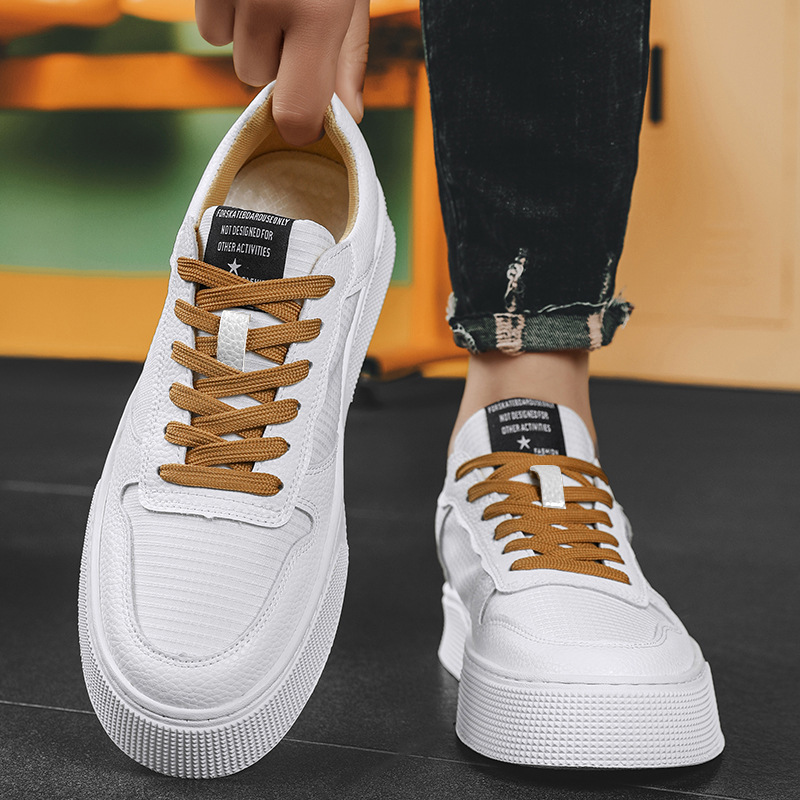 男鞋子秋季2025新款网面透气百搭休闲运动低帮板鞋男士厚底小白鞋