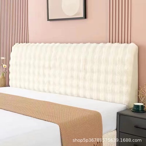 新款加厚兔毛绒全包床头罩现代简约软包床头靠背套超柔软高档通用