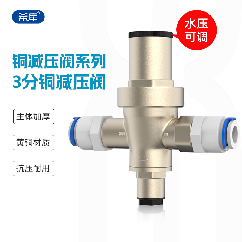纯水机3分口铜减压阀/净水器减压阀 泄压阀 漏水保护配3分快接