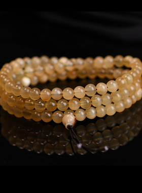 天然西藏玉化小冰花羊角佛珠手链108颗文玩多圈手串本命年养生