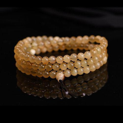 天然西藏玉化小冰花羊角佛珠手链108颗文玩多圈手串本命年养生