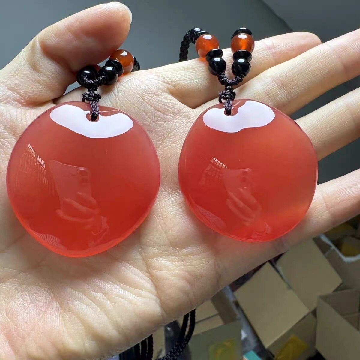 天然吊坠挂件水滴毛衣链精美特大原石打磨饰品鱼惊石本命年礼物