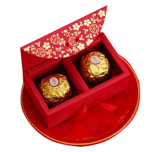 进口费列罗巧克力喜糖成品2粒小喜字翻盖婚礼结婚伴手礼小礼盒