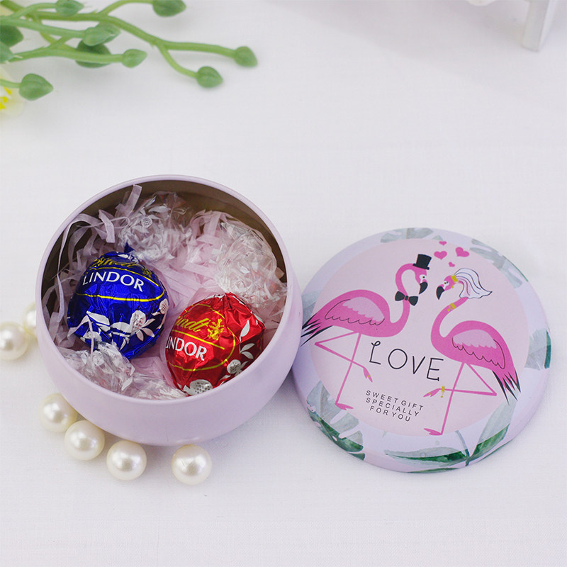 瑞士莲巧克力 喜糖 2粒 婚礼糖盒含糖 鼓形铁盒生日结婚礼物