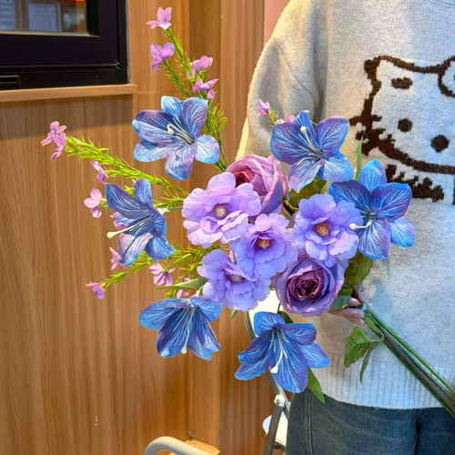 仿真花莫奈花园紫色仿真花花束