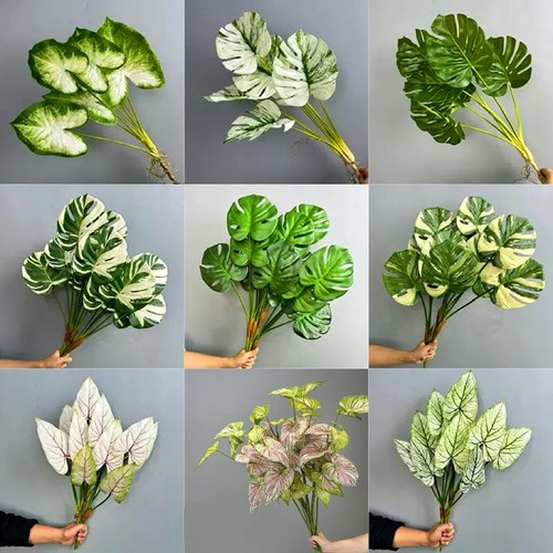 仿真植物手感龟背叶室内装饰