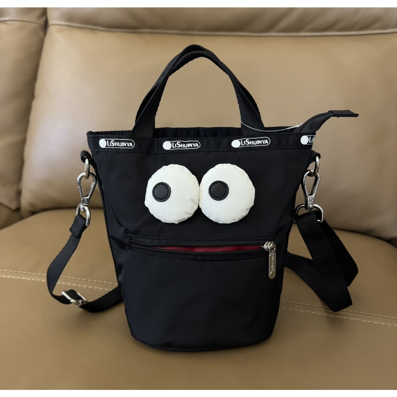 布布家 水桶包大黑色菜篮子女包斜挎包 X152尺寸21/19/10