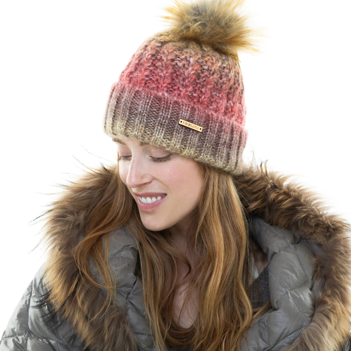 出口单秋冬羊毛混纺混色毛线帽女