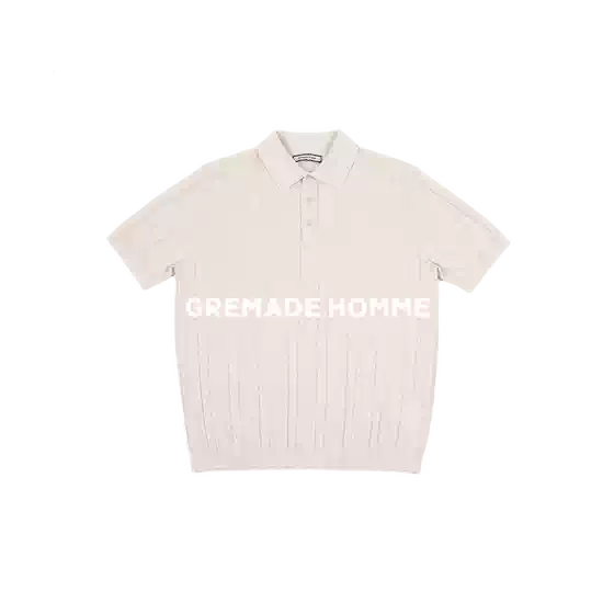 Gremade Old Money Style Dark Striped Jacquard Regular Shoulder Short Wide Lapel Polo Shirt