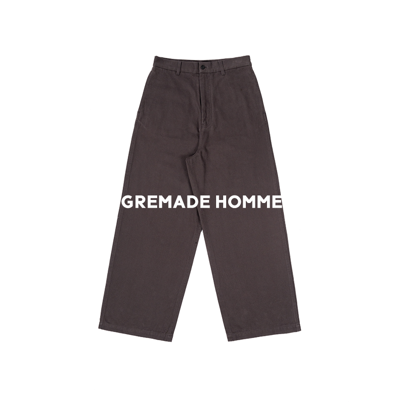 GREMADE 低饱和紫棕斜纹BAGGY宽松阔腿复古工装裤