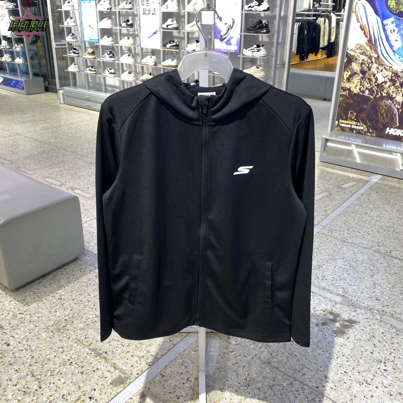 正品Skechers斯凯奇简约LOGO百搭连帽男运动休闲夹克外套P224M123